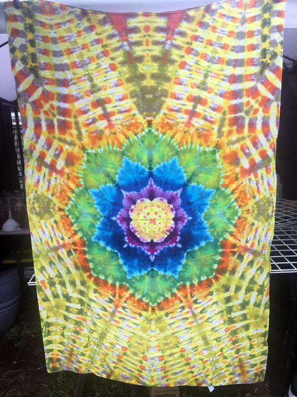 Lotus In a Corn Field Tie Dyed Rayon Tapestry